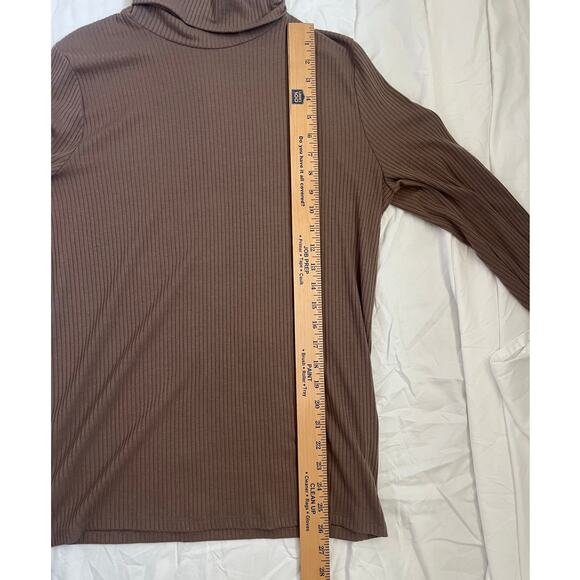 Madewell Ribbed Turtleneck Top Fitted Neutral Fall Castle Rock Womens Size XL - Picture 8 of 10